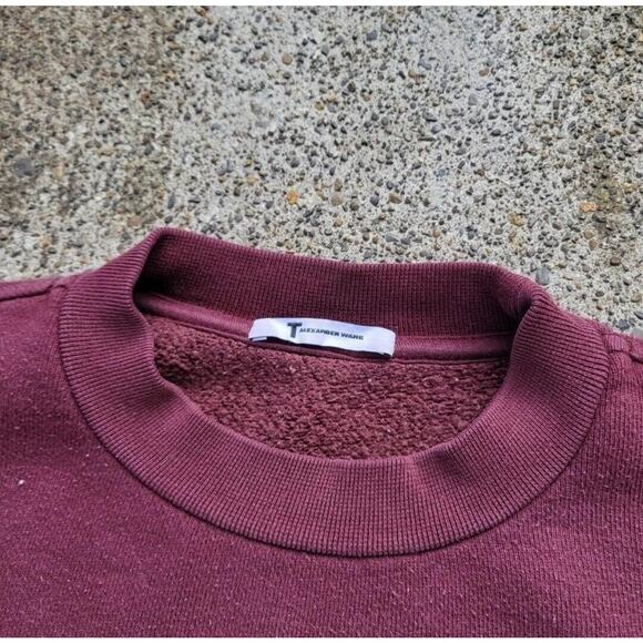 Y2k T by Alexander Wang Boxy Pullover Sweatshirt Burgundy Large Designer - Picture 2 of 5